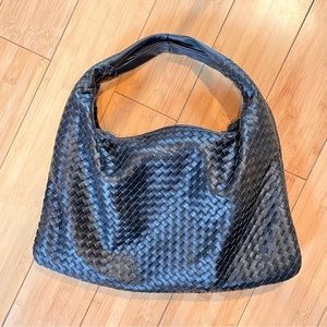 Woven faux leather hobo bag